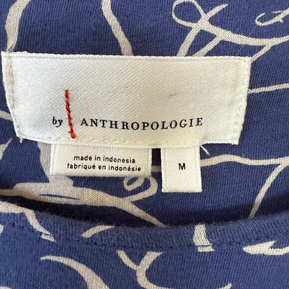 Anthropologie Blue all-over bunny rabbit doodle print Size S - Picture 2 of 10